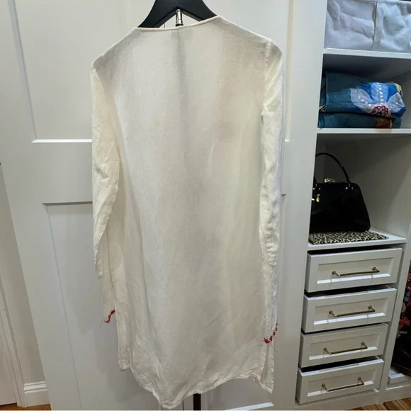 Graham Kandiah XS Linen Blend Beaded Coverup Tunic Dress - Picture 4 of 6